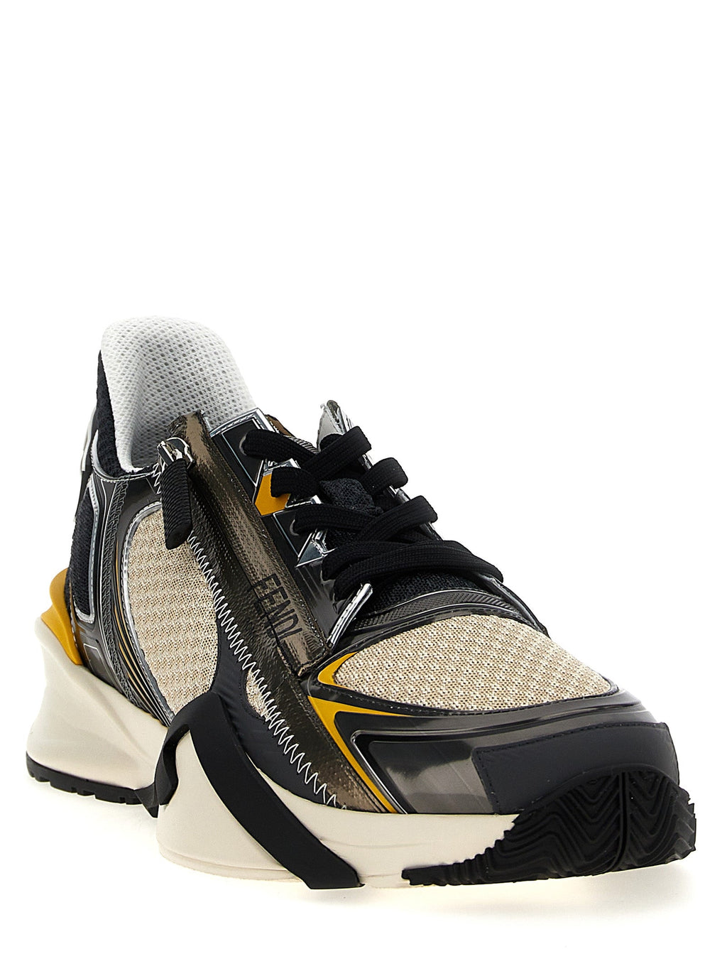Fendi Men's 'Flow' Sneakers Black Yellow shoes athletic