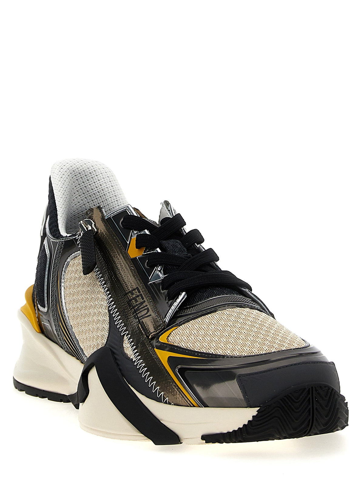 Fendi Men's 'Flow' Sneakers Black Yellow shoes athletic