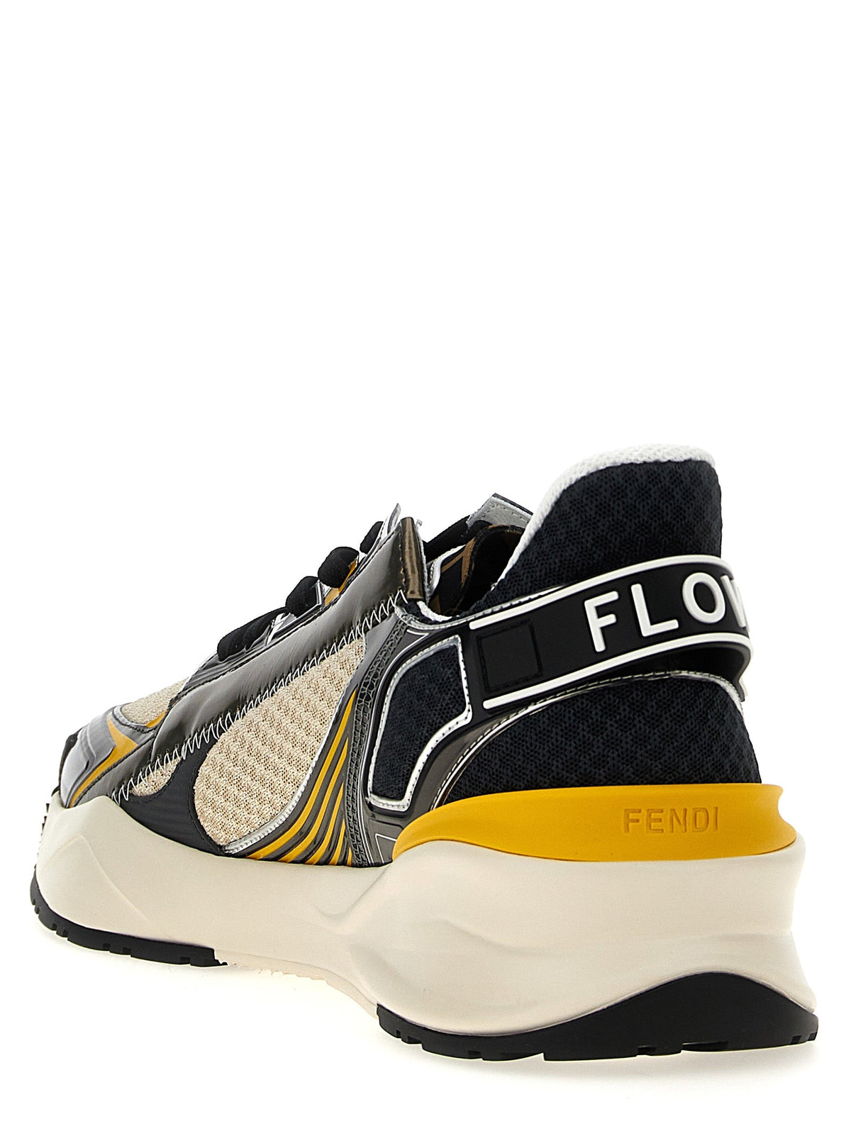 Fendi Men's 'Flow' Sneakers Black Yellow shoes athletic