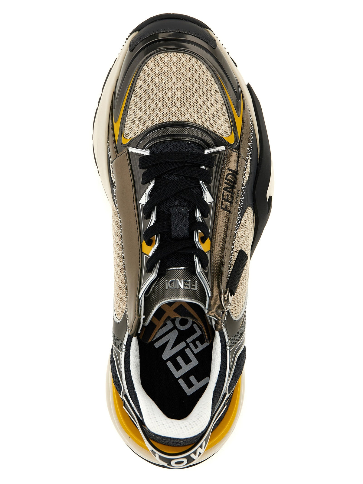 Fendi Men's 'Flow' Sneakers Black Yellow shoes athletic