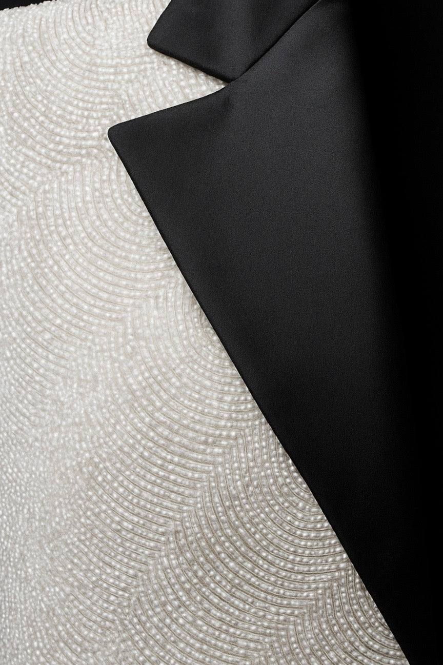 CEO Energy Cape Beaded Shawl Wrap Black White Formal