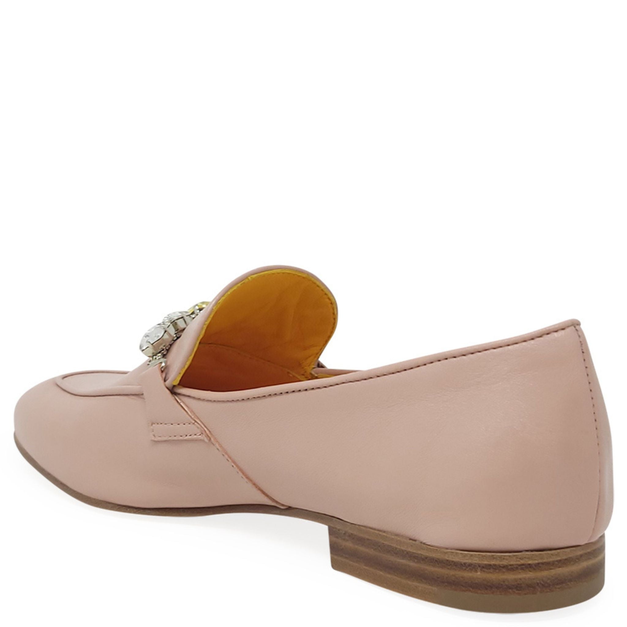 Pink Leather Flat Jeweled Loafer Madison Maison Shoes Pink
