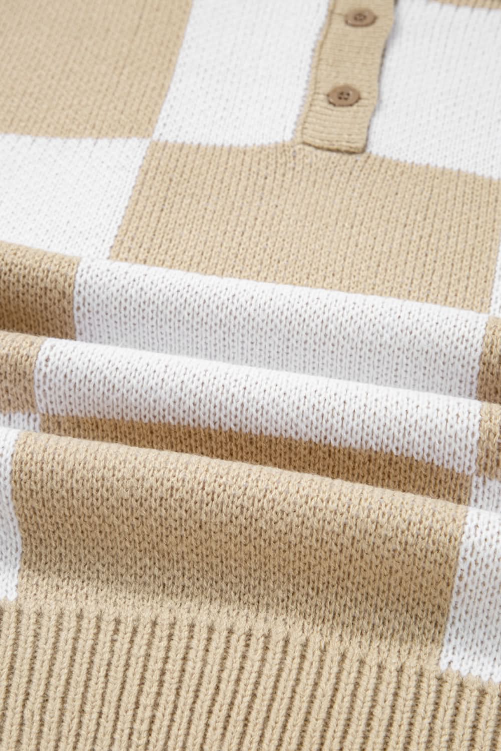 Grapefruit Orange Checkered V Neck Collared Sweater Tennessee Vol  Green Tan