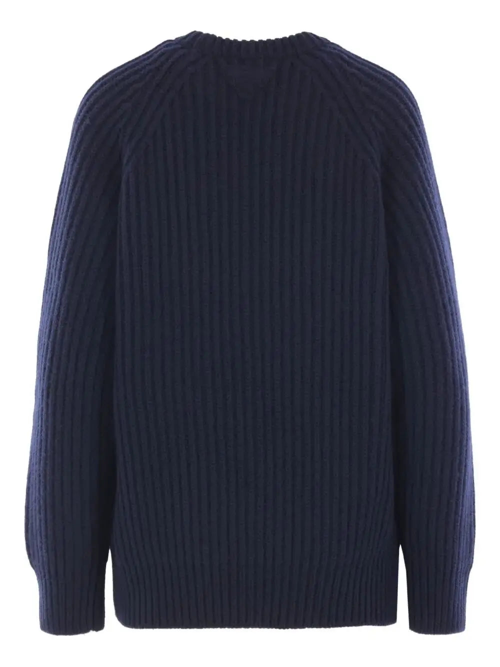 PradaLadies Round Neck Sweater with logo safety pin Cashmere Navy
