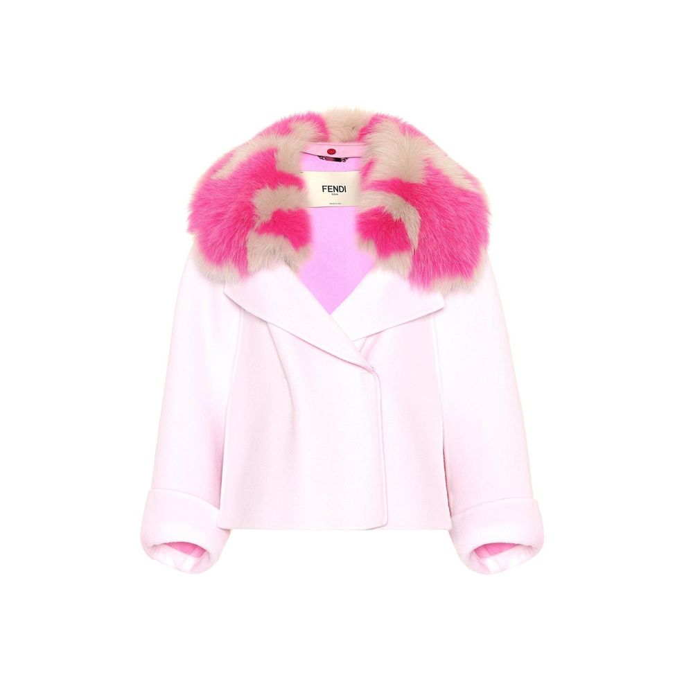 Fendi Fur Collar Cashmere Cape Jacket coat blazer short