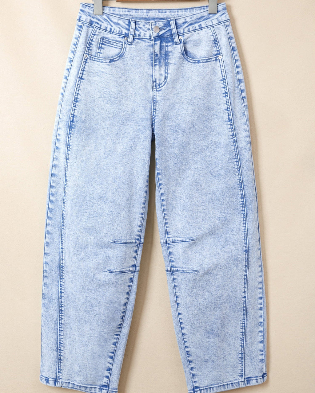 Tatum Light Washed Pull On Barrel Jeans blue denim soft ladies Indie