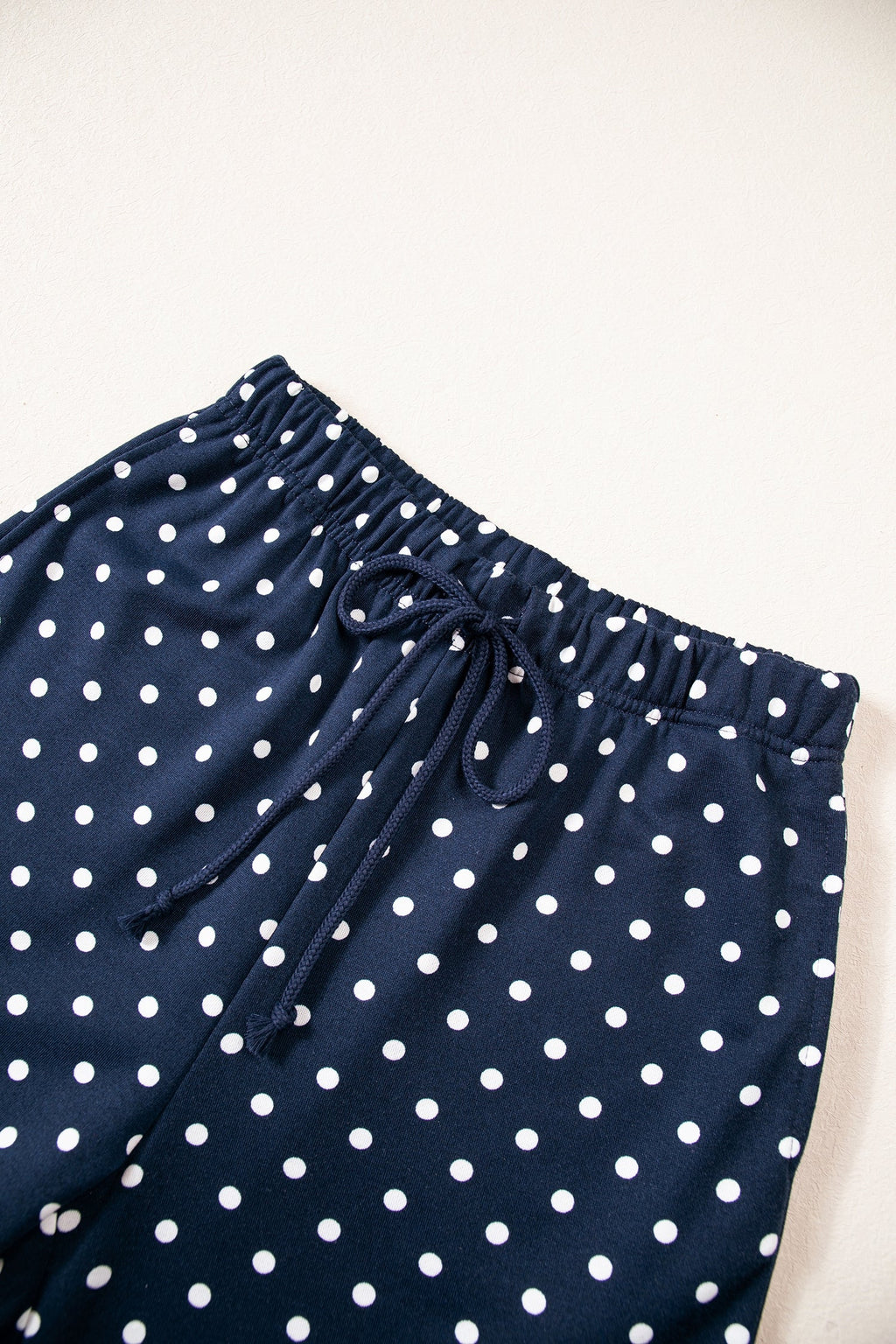 Jane Polka Dot Drawstring Wide Leg Long Sleeve Top Pant Set Outfit