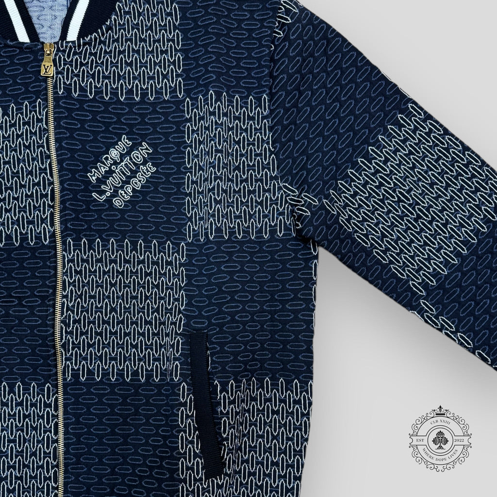 Louis Vuitton Tennis Damier Quilted Cotton Bomber coat jacket in Navy Blue XL Men's
