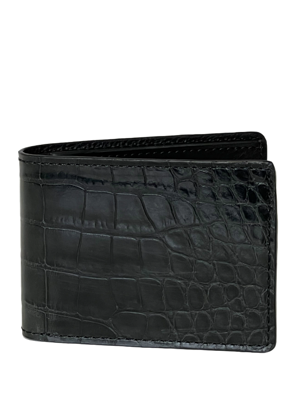 Black Genuine Alligator Bi-Fold Wallet | USA Made - BP8476