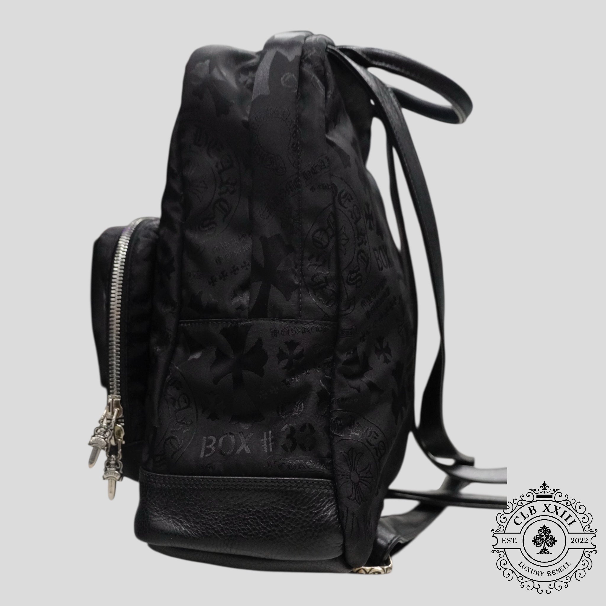 Chrome Hearts 7th Grade Multi Motif Nylon Mini Backpack in Black leather .925 silver