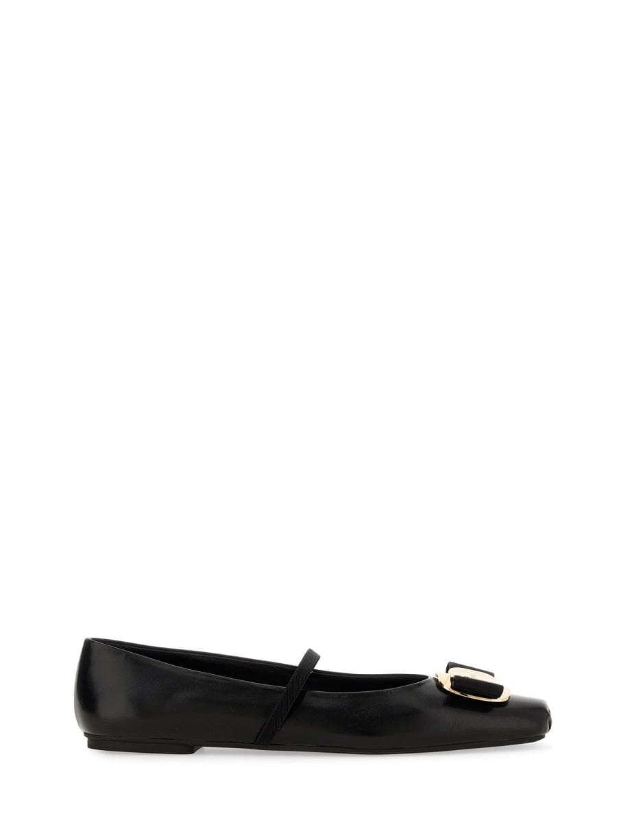Ferragamo ladies Dancer "Zina" flats shoes slippers lamb leather black