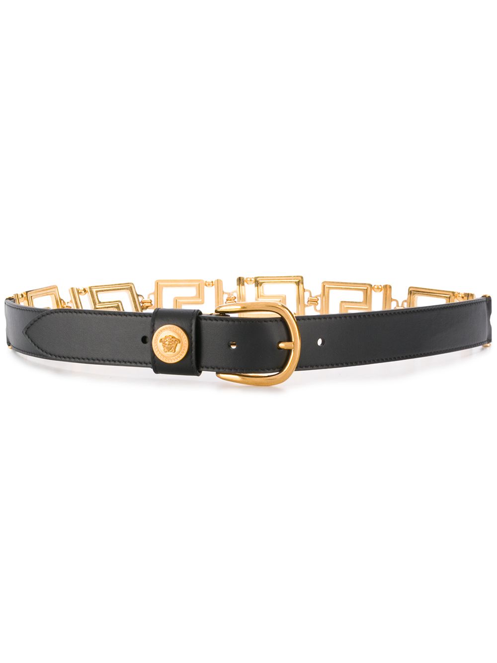 Versace Ladies Belt With Greek Key Buckle logo black
