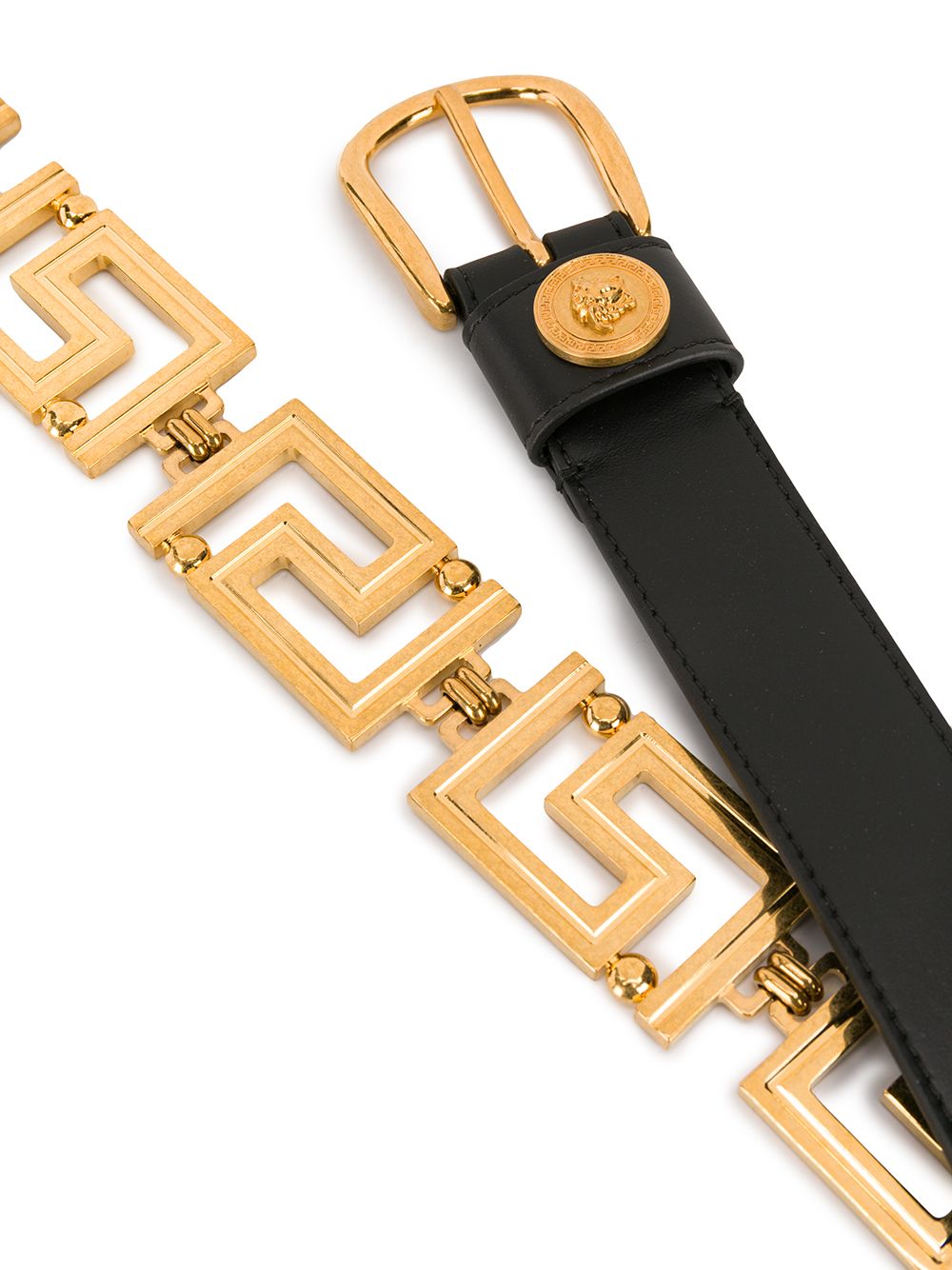 Versace Ladies Belt With Greek Key Buckle logo black