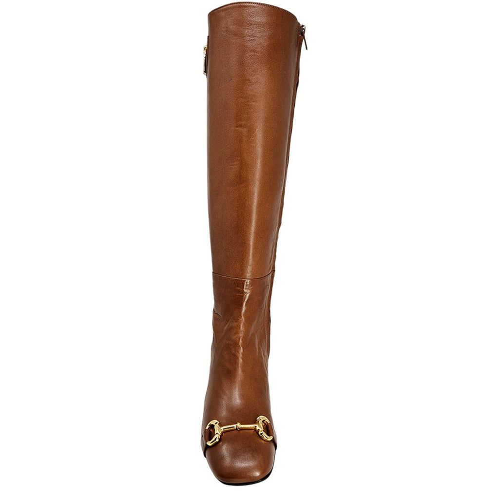 Cognac Tall Lock Boot Madison Maison Italy Beverly Hills horse bit leather