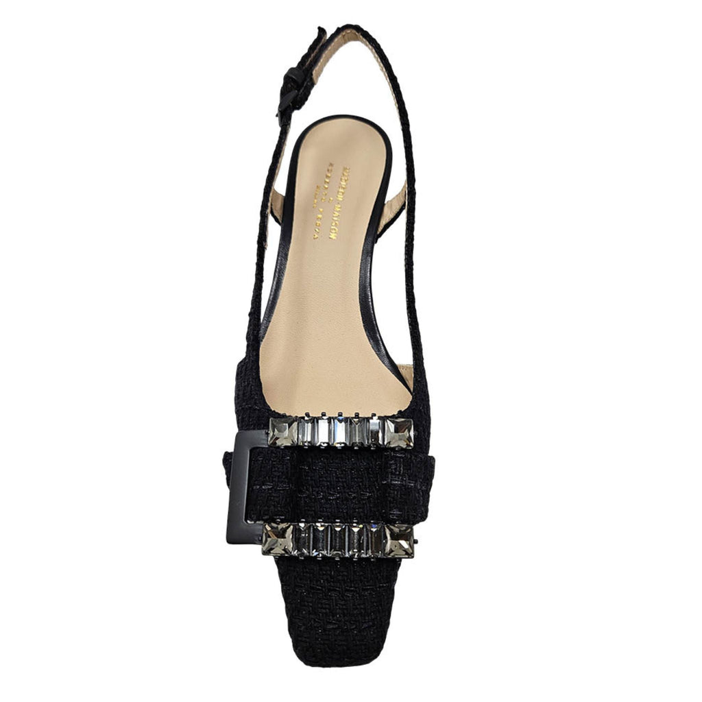 Atena Black Kitten Heel Slingback Madison Maison Beverly Hills