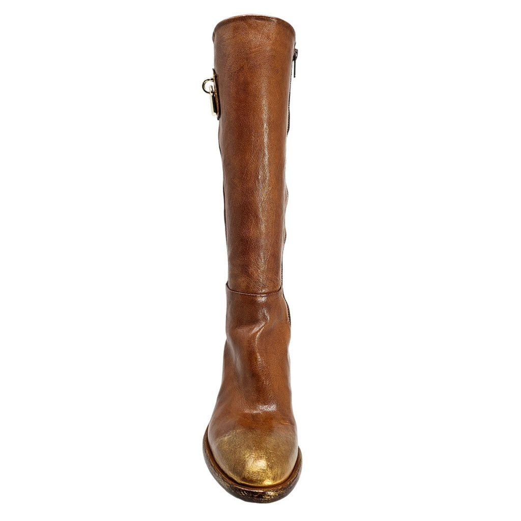Cognac Tall Hand Rubbed Lock Boot knee Madison Maison Beverly Hills