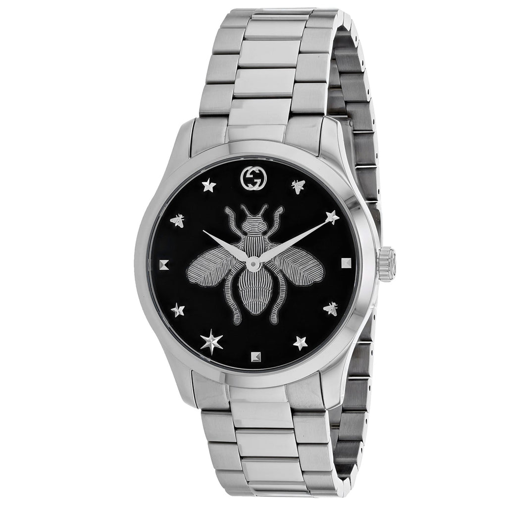 Gucci ladies Timeless watch silver w/black dial