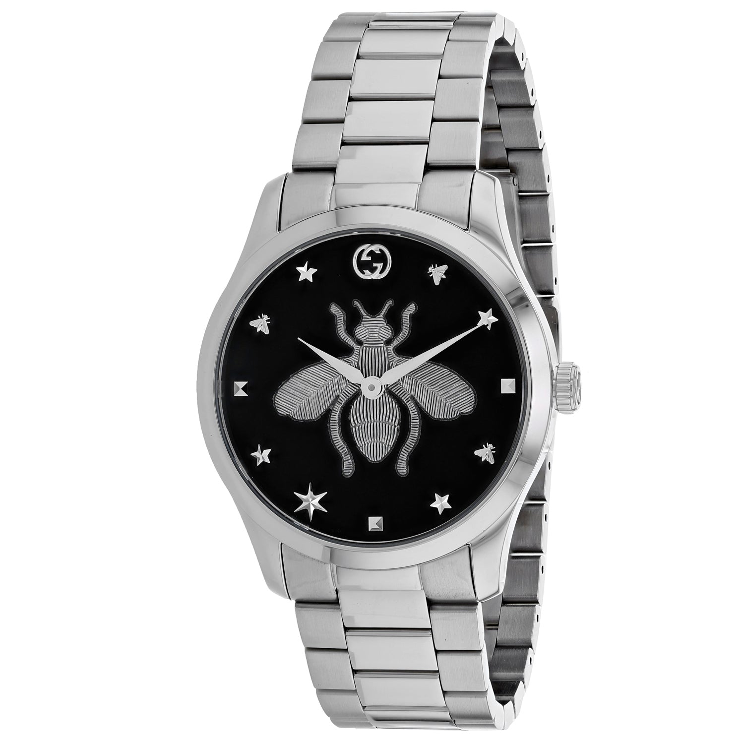 Gucci ladies Timeless watch silver w/black dial