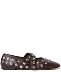 Stella Mccartney ladies Ryder Popper Ballerinas slippers shoes flats brown studded