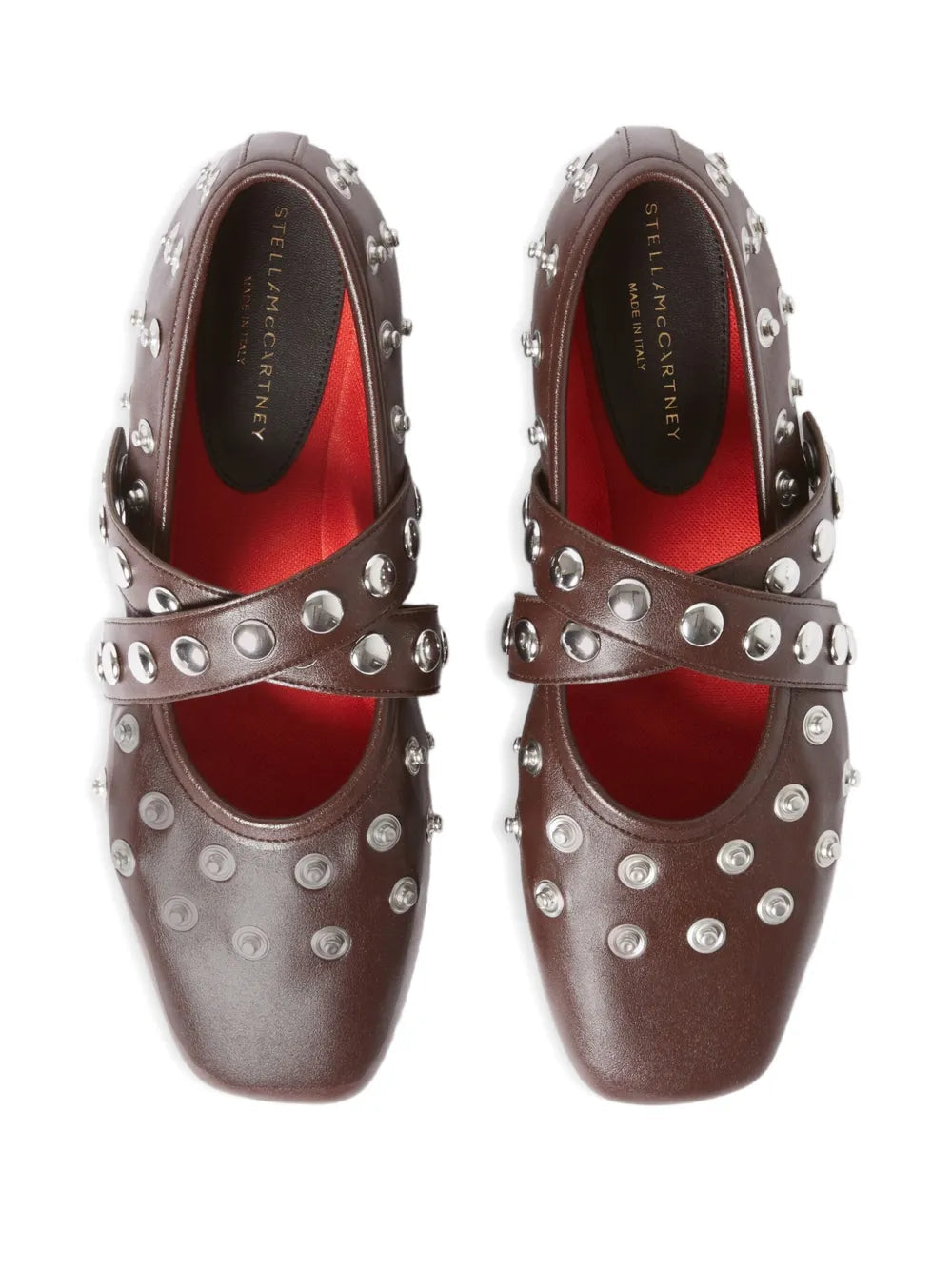 Stella Mccartney ladies Ryder Popper Ballerinas slippers shoes flats brown studded