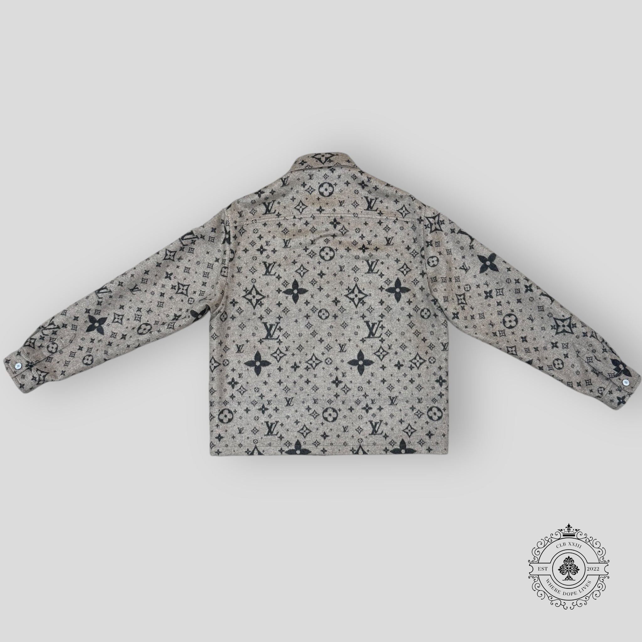 Louis Vuitton Monogram Cashmere Blend Overshirt wool silk cashmere men's 52 54 56
