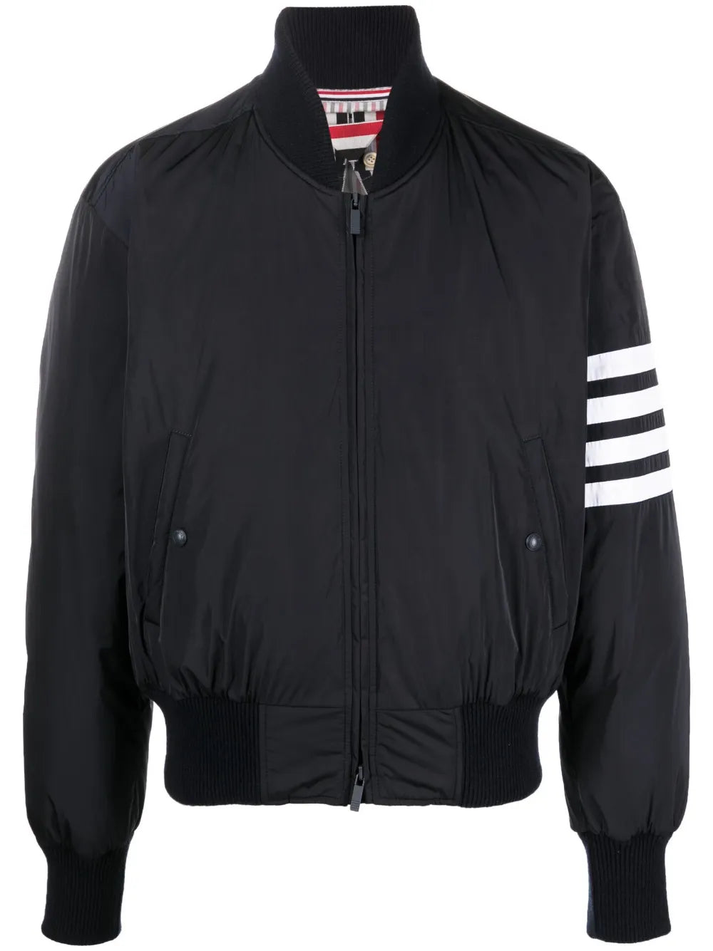Thom Browne Men's Bomber Jacket With 4-Stripe Detail dark navy
