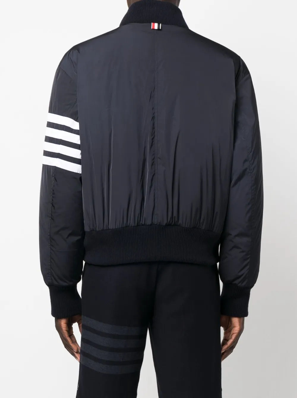 Thom Browne Men's Bomber Jacket With 4-Stripe Detail dark navy