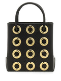 Moschino ladies Leather Bag purse handbag black leather w/gold grommets