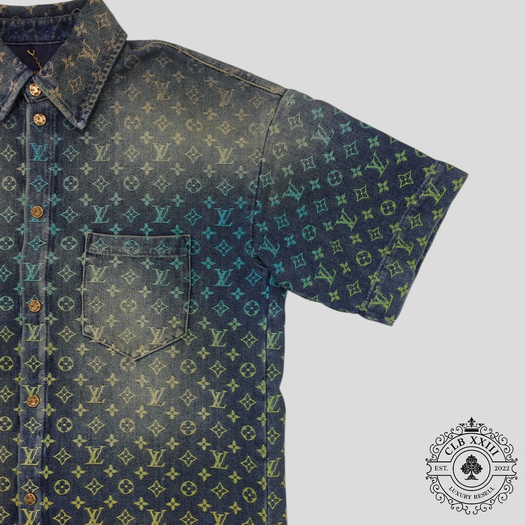 Louis Vuitton Rainbow Monogram Denim Shirt in Blue men's Large