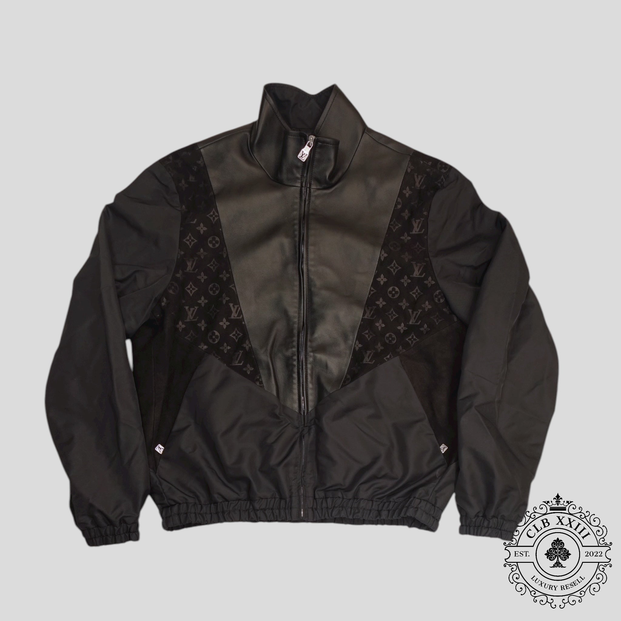 Louis Vuitton Mix Leather Track Top in Black jacket men's unisex 52