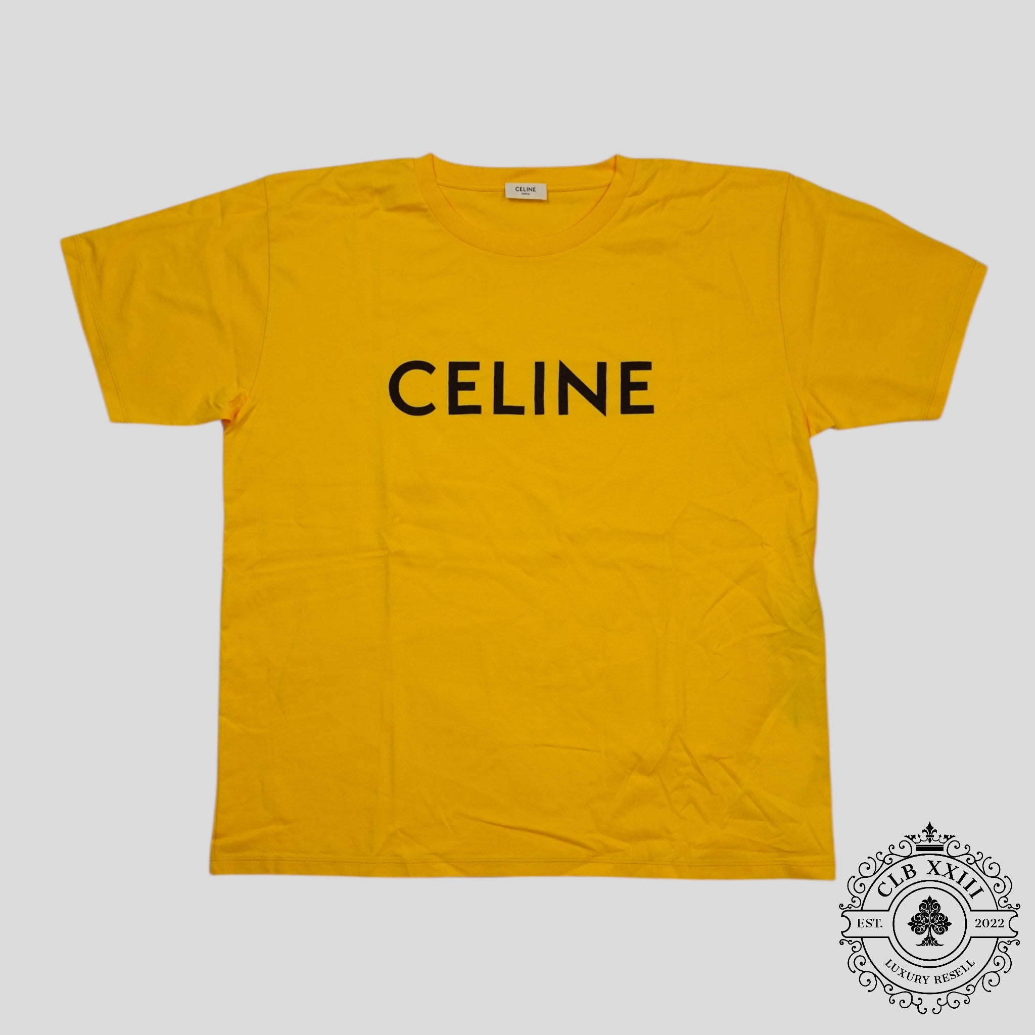 Celine Homme Logo Tee in Yellow men's shirt XL
