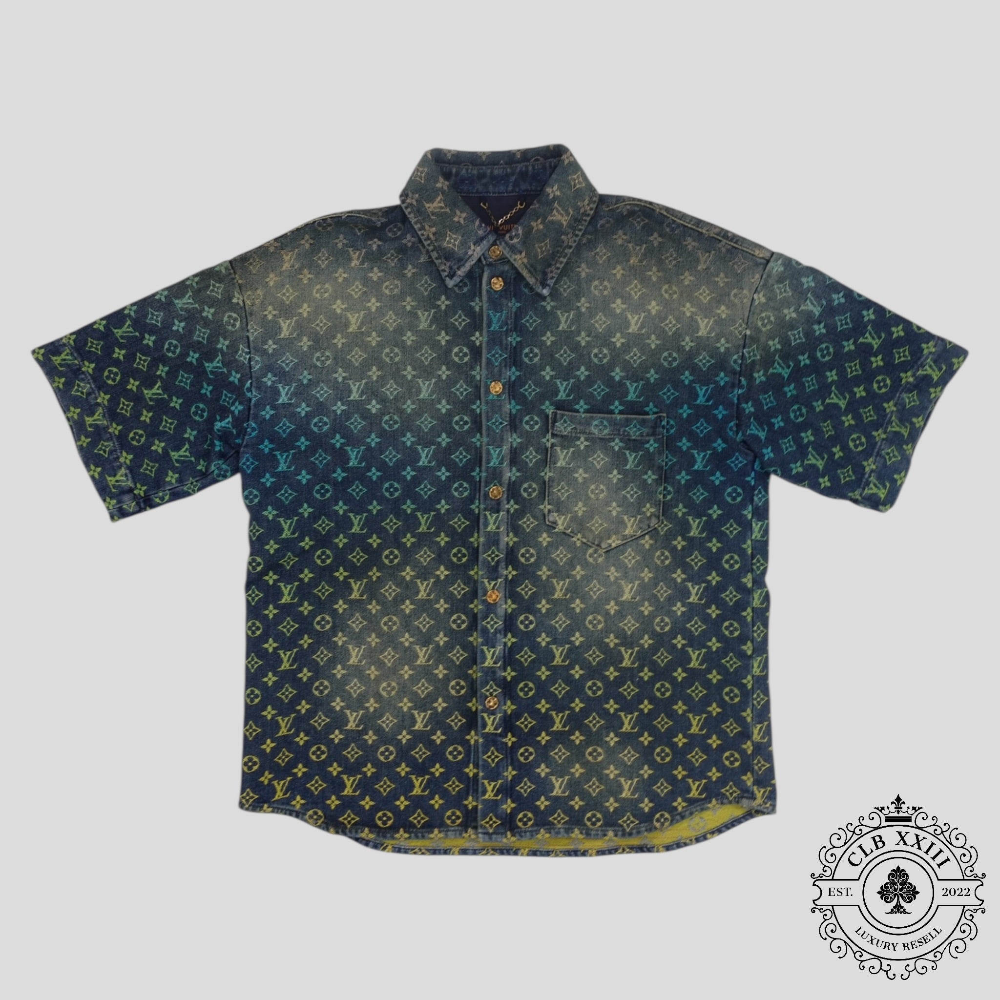 Louis Vuitton Rainbow Monogram Denim Shirt in Blue men's Large