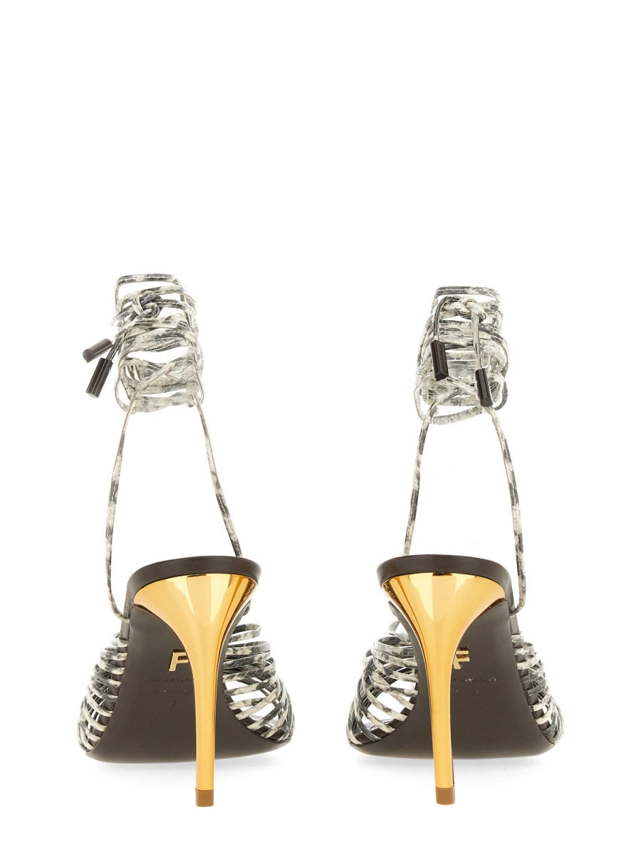 Ferragamo ladies Leather Sandal heels stiletto shoes