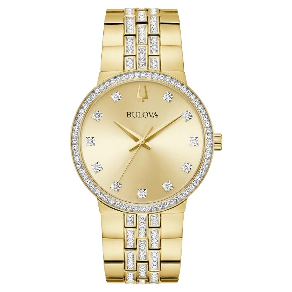 Bulova Men's Crystal watch gold water resistant