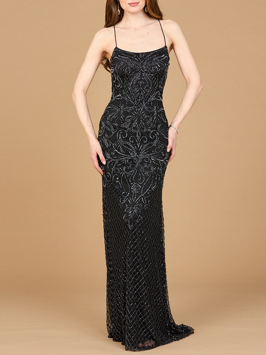 Lace Up Open Back Beaded Dress Lara New York Gown Prom Wedding