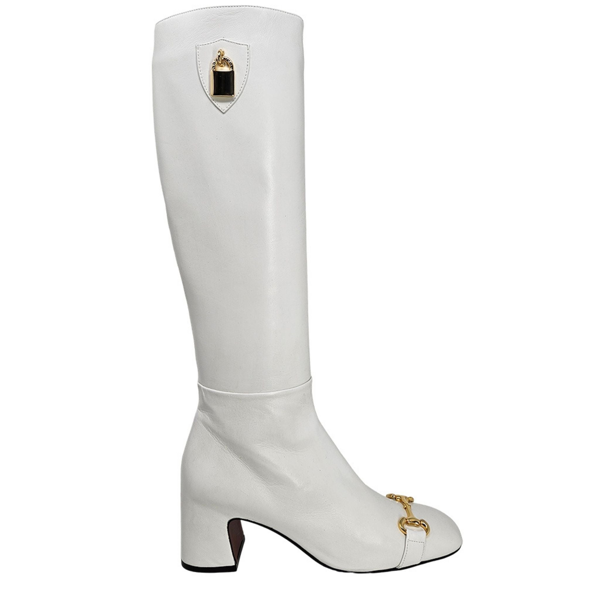 White Tall Lock Boot Madison Maison leather knee boots Madison Maison