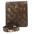 Woven Leather Chocolate Crossbody Bag purse handbag Madison Maison w/lock