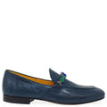 Blue Leather Flat Jeweled Loafers career Madison Maison Italy