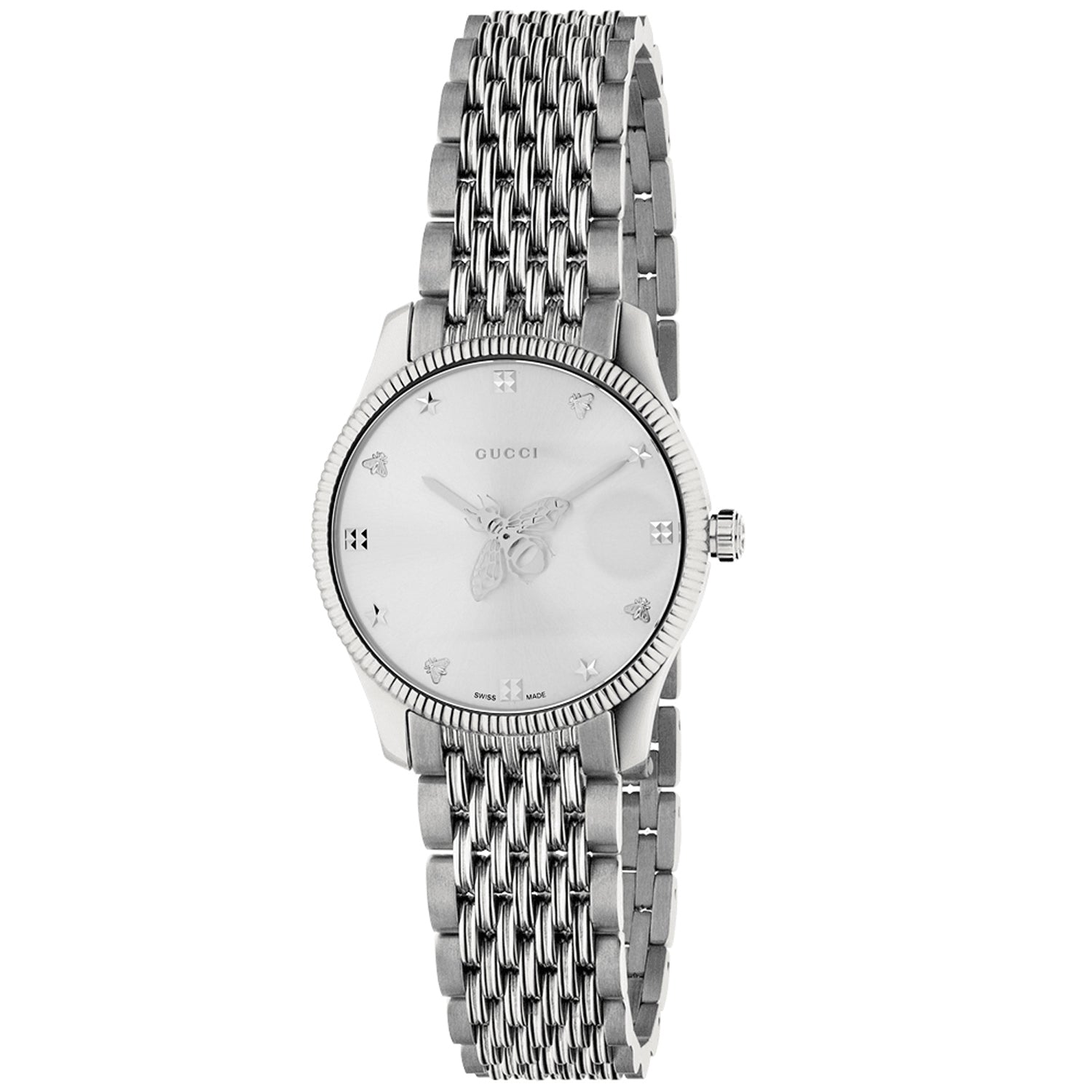Gucci Ladies G-Timeless Bee Watch Silver Designer Luxury
