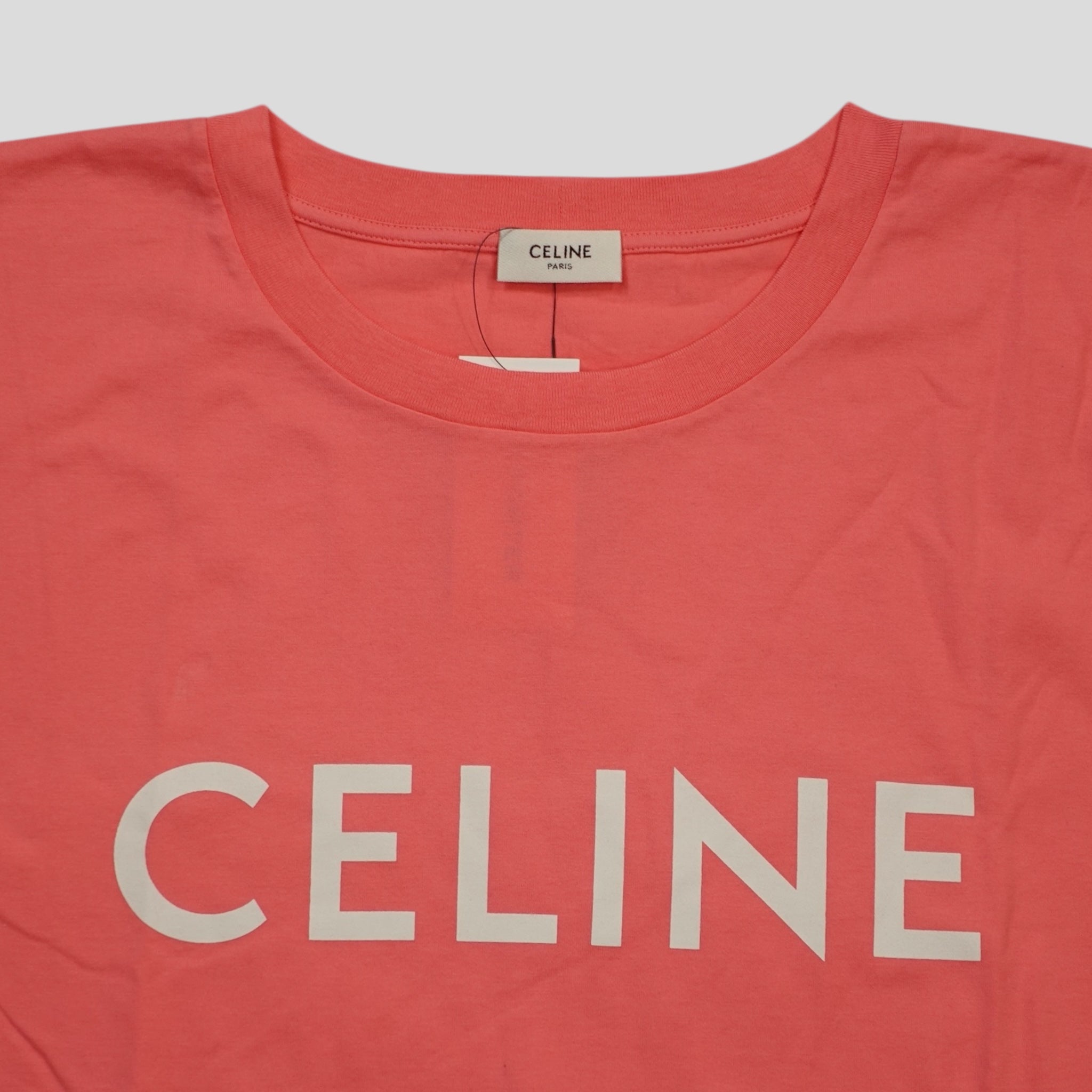 Celine Homme Logo Tee in Pink salmon XL men's unisex