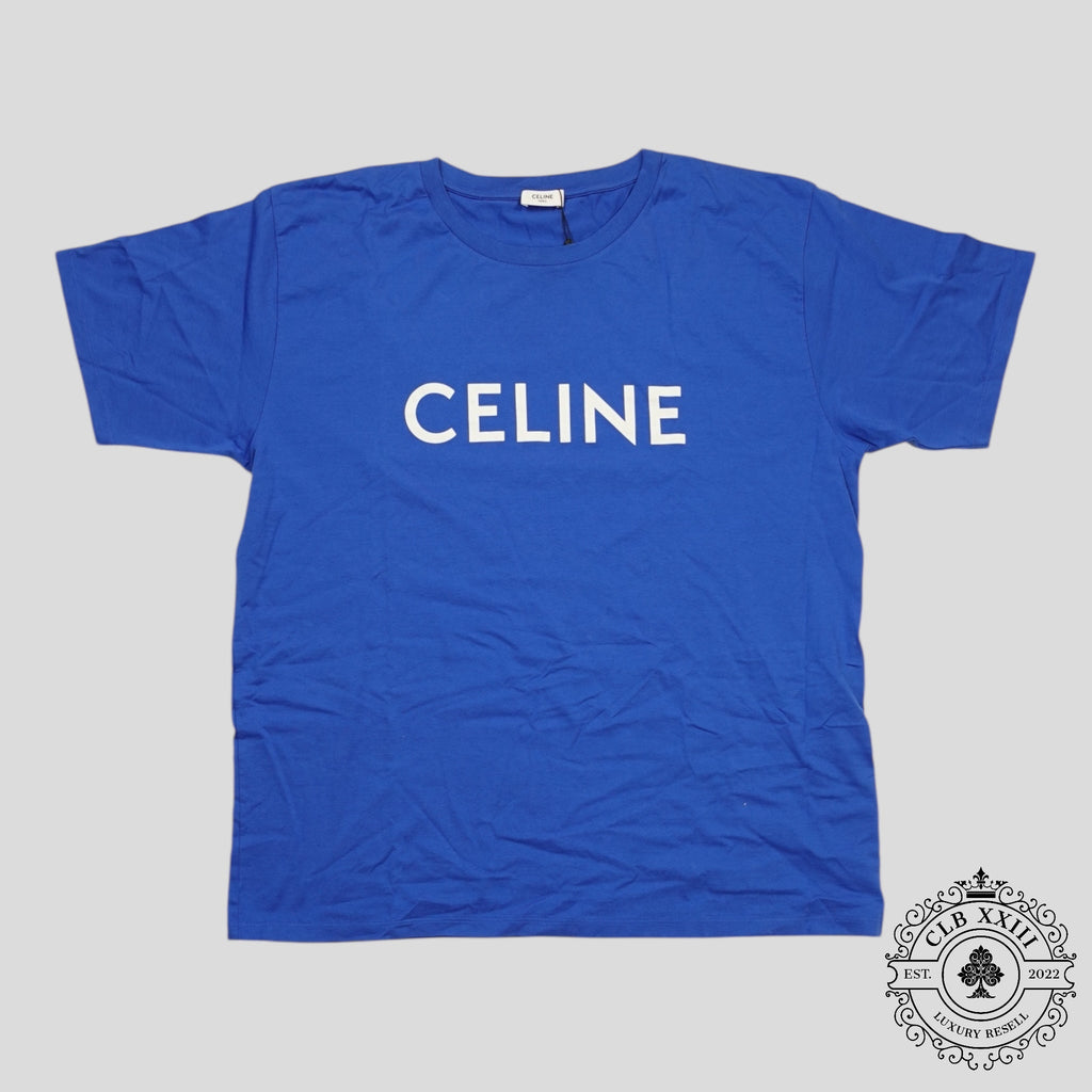 Celine Homme Logo Tee in Blue royal men's unisex shirt XXL 2XL