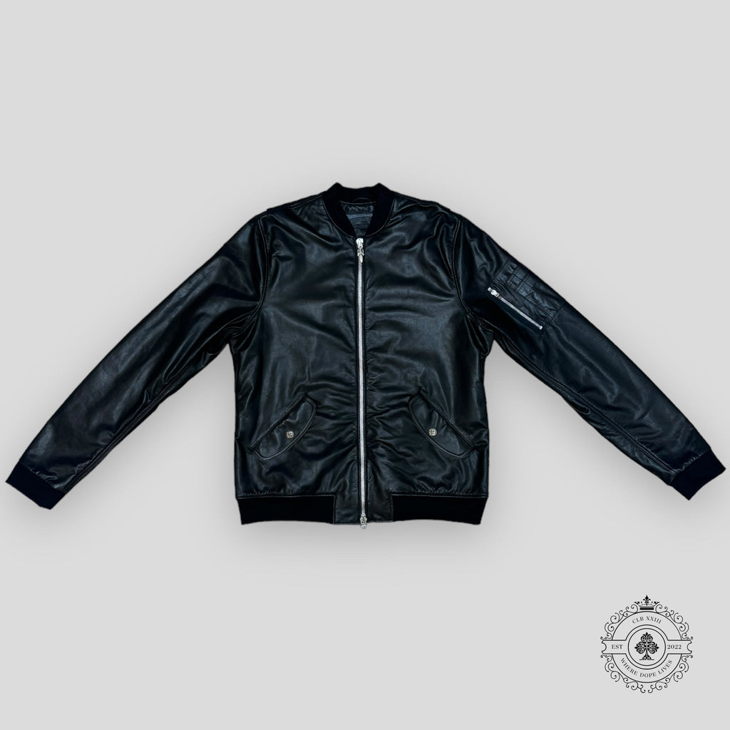 Chrome Hearts Leather Jacket coat motorcycle Black .925 silver hardware Men's XL