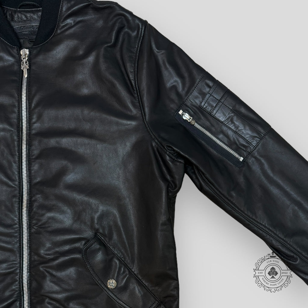 Chrome Hearts Leather Jacket coat motorcycle Black .925 silver hardware Men's XL