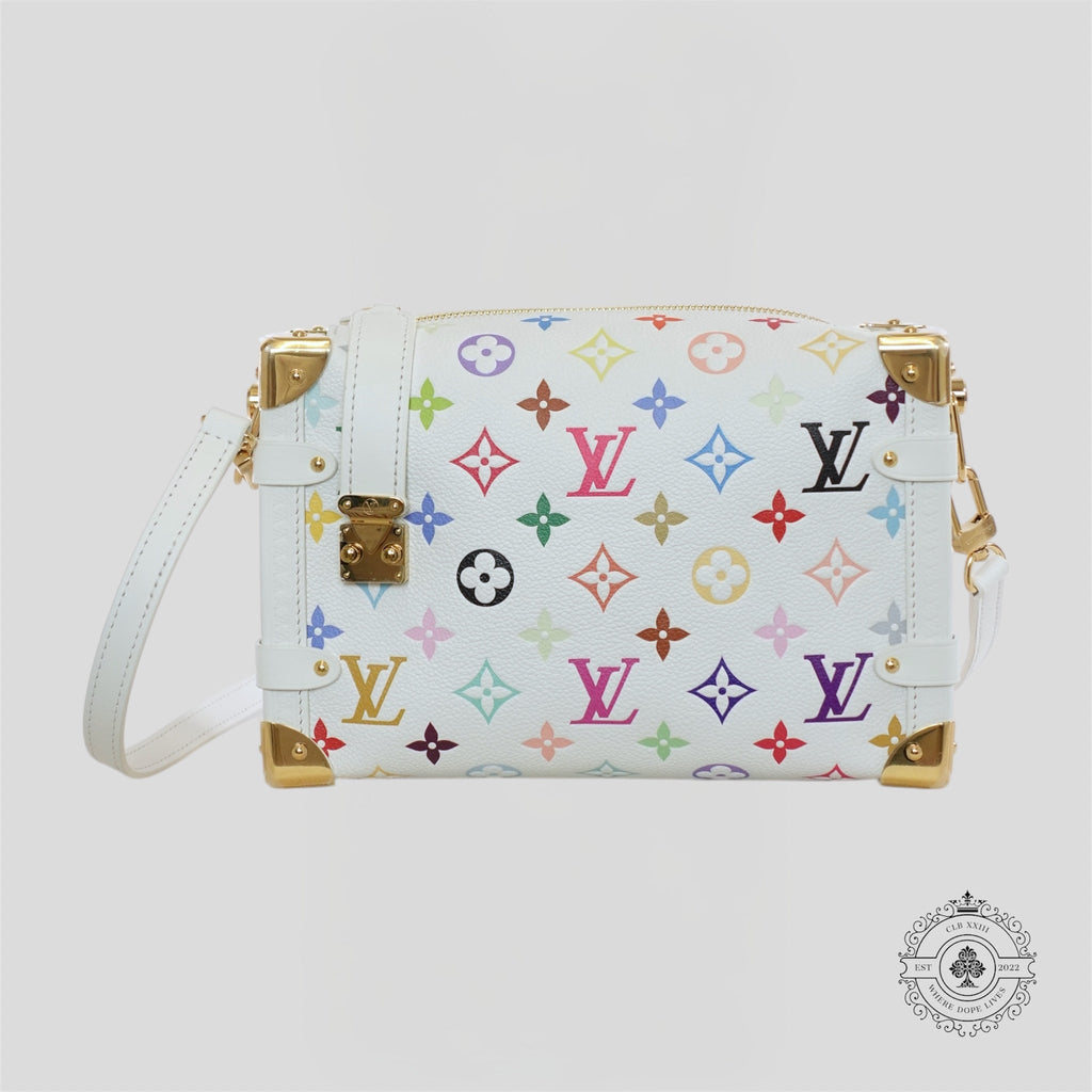 Louis Vuitton X Takashi Murakami Side Trunk MM handbag purse new white multi