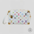 Louis Vuitton X Takashi Murakami Side Trunk MM handbag purse new white multi