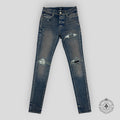 Amiri MX1 Plaid Patch Blue Jeans in Dark Indigo