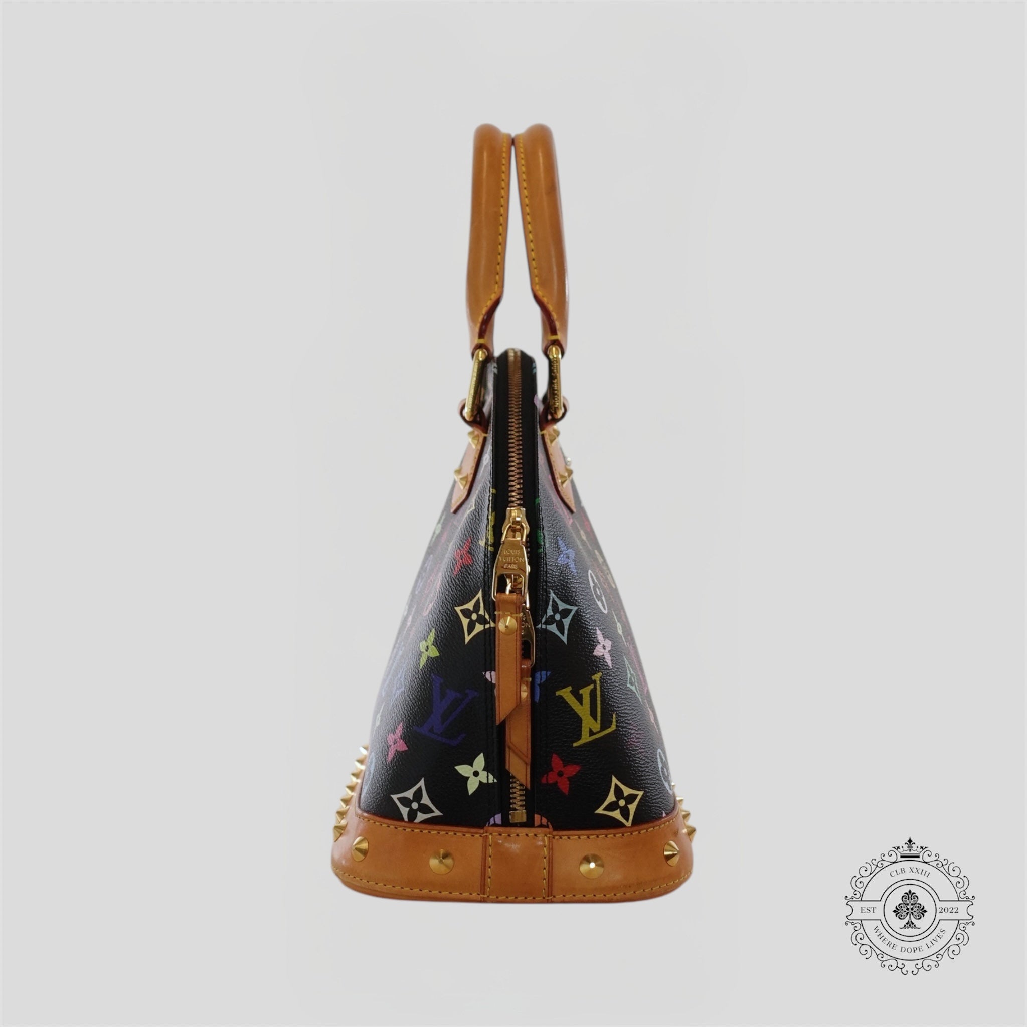 Louis Vuitton x Takashi Murakami Alma PM Monogram Handbag in Black Purse