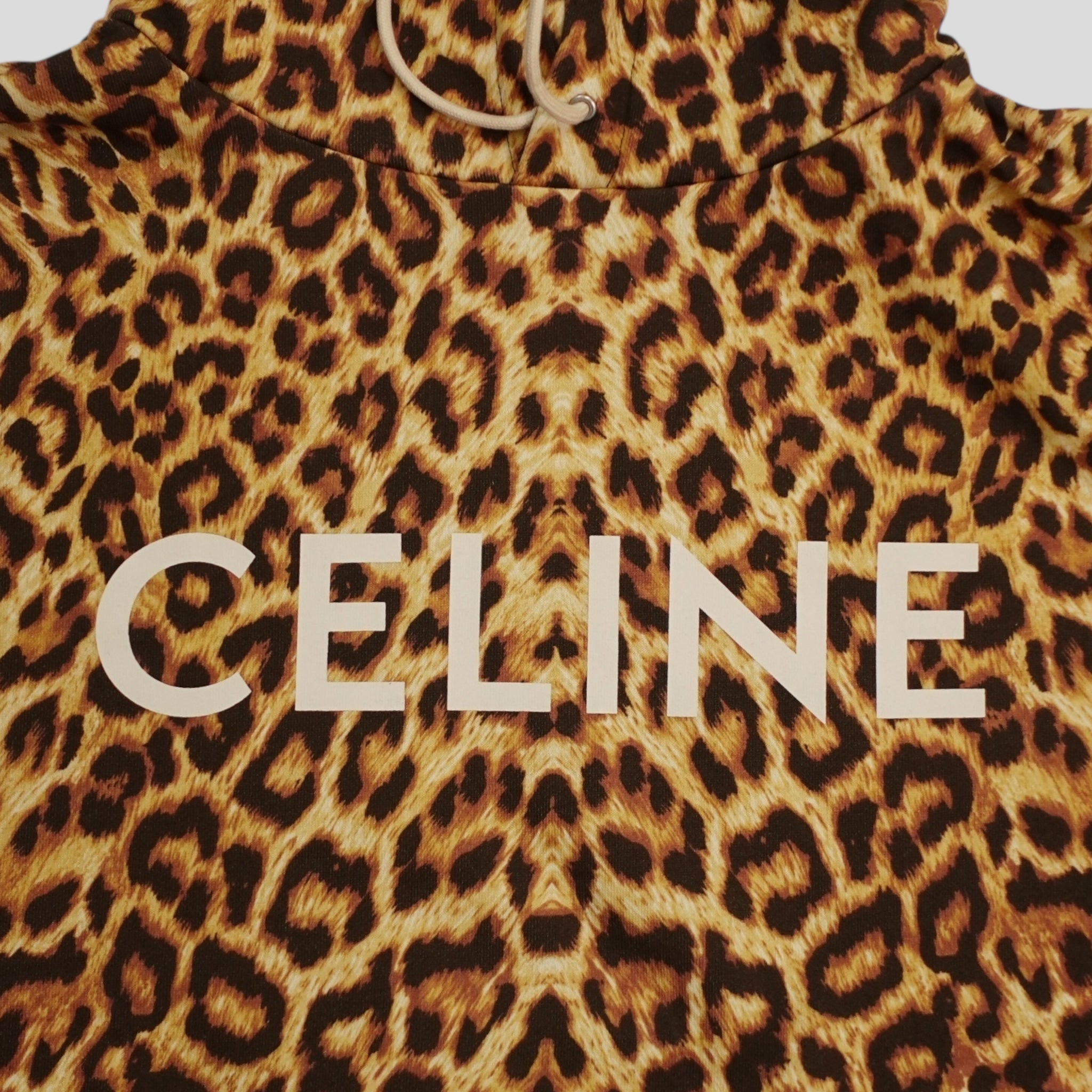 Celine Homme Logo Hoodie in Leopard Men's unisex XXL 2XL
