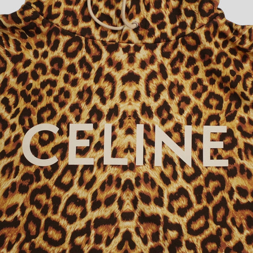 Celine Homme Logo Hoodie in Leopard Men's unisex XXL 2XL