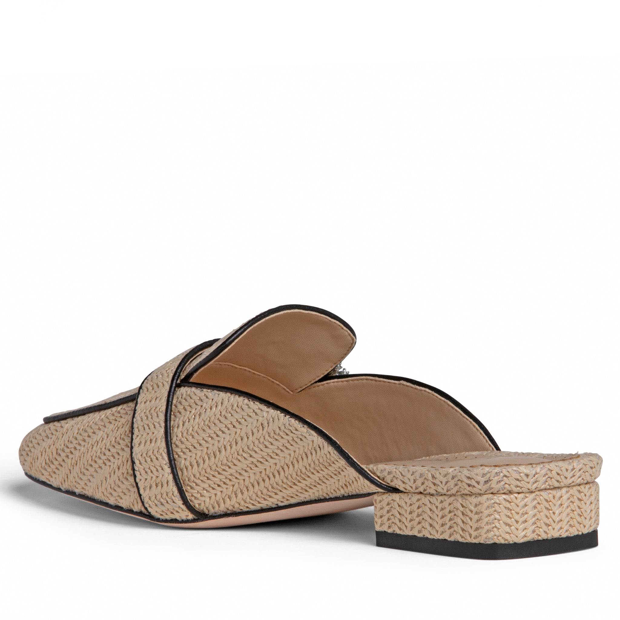 Allegra James Anais Flat Mule natural raffia & crystals shoe